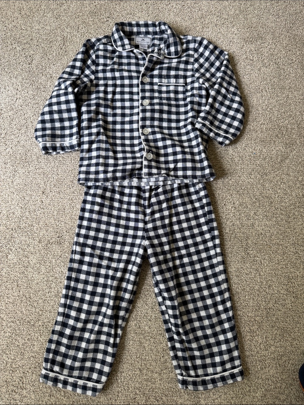 Petite Plume Kids Navy and White Gingham Pajama Set